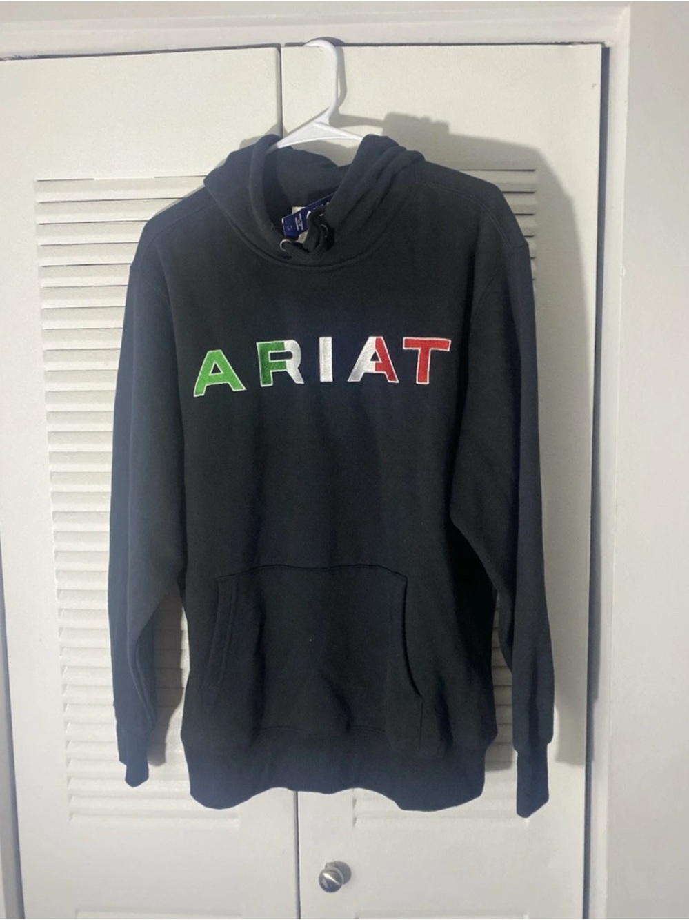 Ariat Black Hoodie with Green White and Red Logo